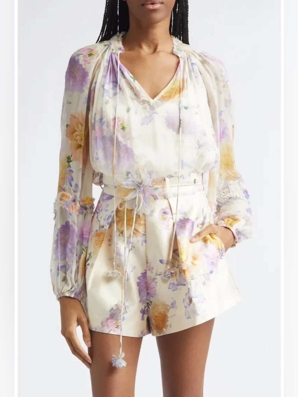 Zimmermann Luna Ruffle Billow Chiffon Top